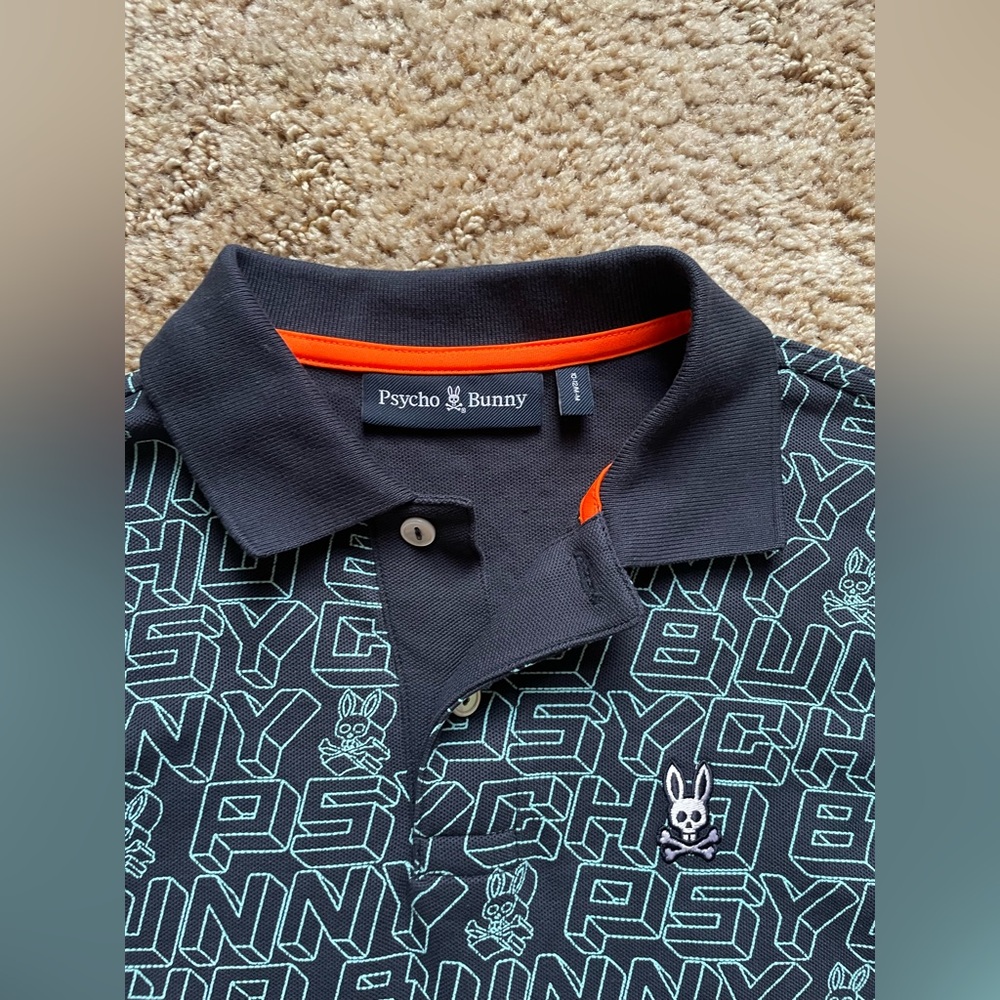 Psycho Bunny Golf Shirt Pima Cotton Summer Navy Boys 10-12 Summer Vacation Sport